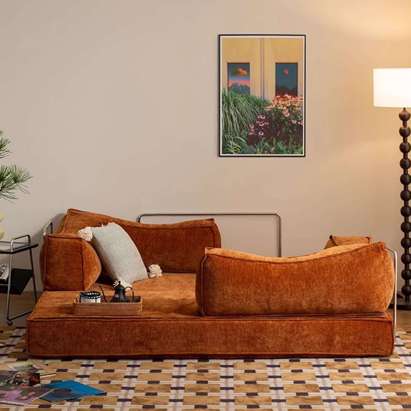 JASIWAY Corduroy Fabric 78.7" Compressed Sofa Bed Free DIY Couch with 3 Stainless Steel Frames