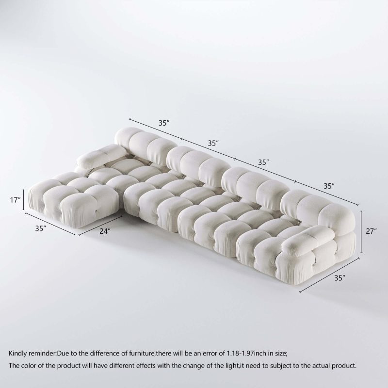 JASIWAY Velvet 4 Seaters Facing Sofa & Chaise