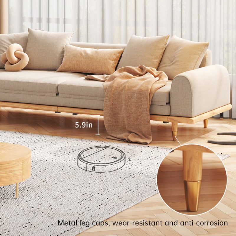JASIWAY Three-Seater Upholstered Sleeper Sofa Retractable Solid Wood Frame