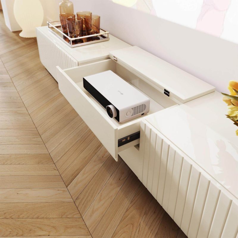 JASIWAY Minimalist Beige TV Stand & Entertainment Center with Storage Drawers