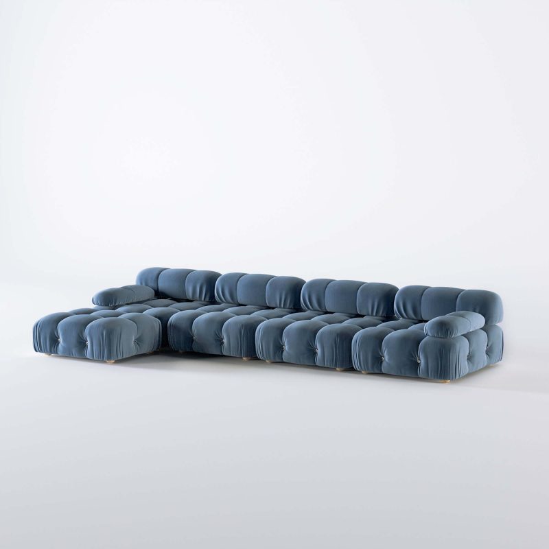 JASIWAY Velvet 4 Seaters Facing Sofa & Chaise