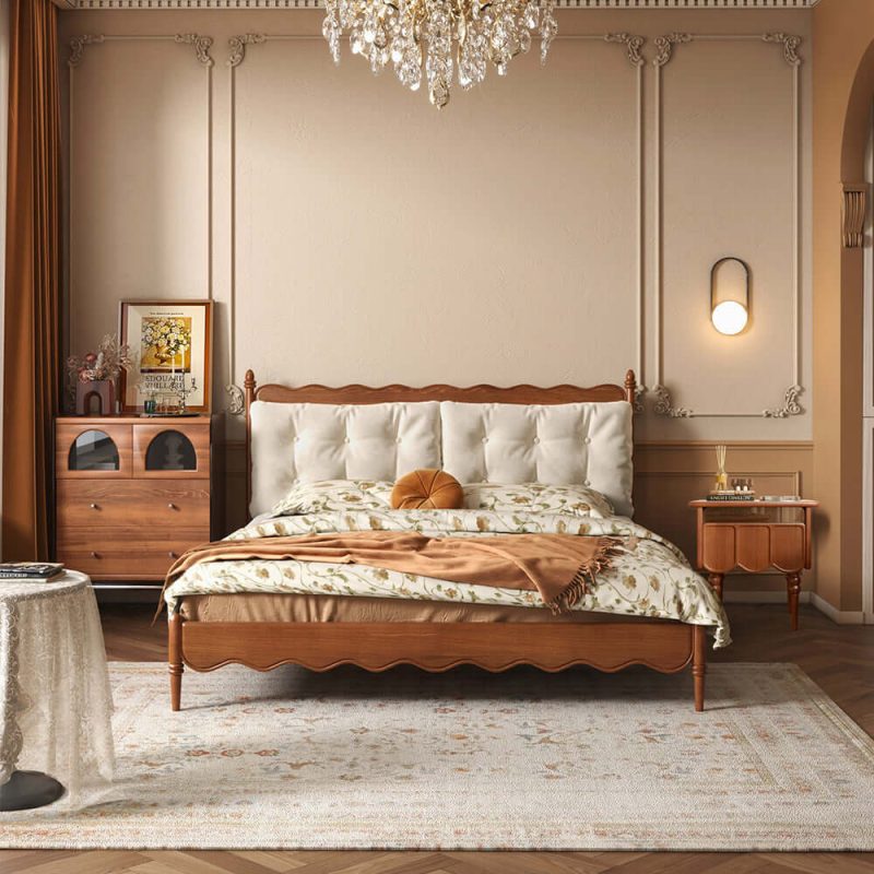 JASIWAY Solid Wood Bedside Table Storage Cabinet for Bedroom