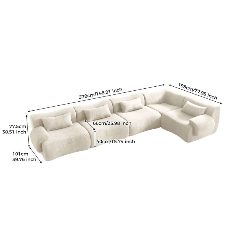 JASIWAY Modern Teddy Velvet Upholstered Sectional Sofa Modular Sofa