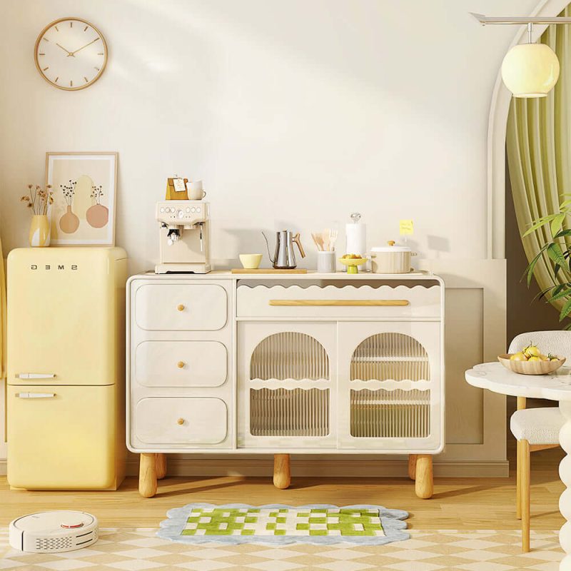 JASIWAY Wood Sideboard Perforated Storage Cabinet