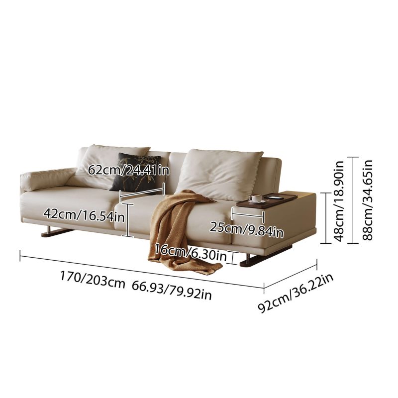 JASIWAY Modern Minimalist Folding Sofa bed with Reversible Armrests & Adjustable Side Table