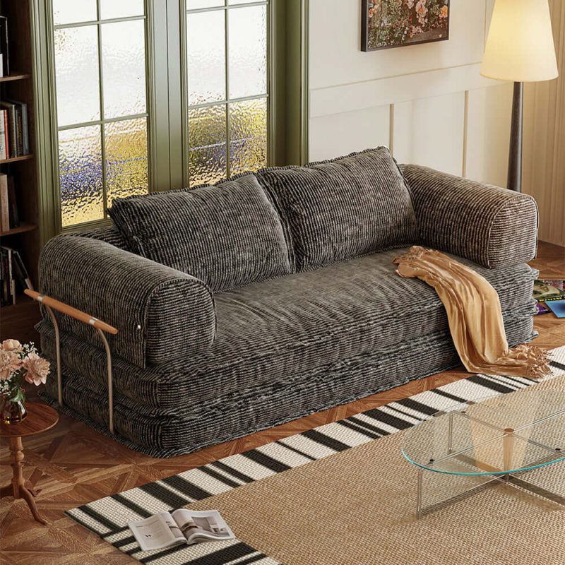 JASIWAY Freely Configurable Modular Futons Foldable Floor Couch Bed Sleeper Sofas with Corduroy Fabric