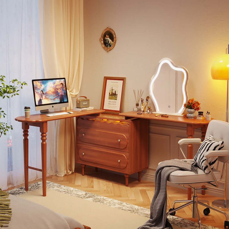 JASIWAY Expandable Solid Wood Makeup Table Organizer