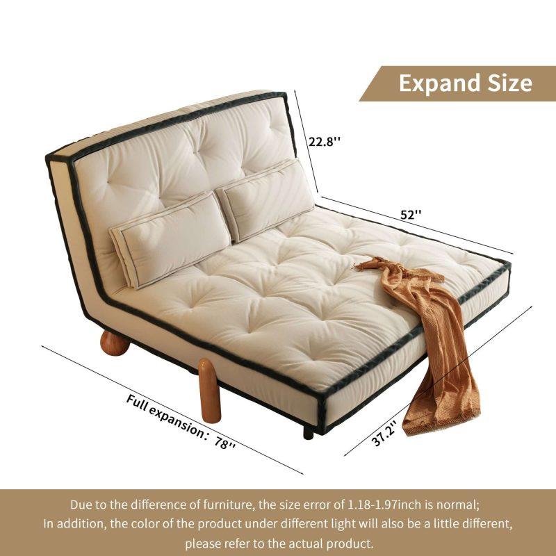 JASIWAY Convertible Armless Sleeper Sofa Bed Single Chair with Solid Wood Legs