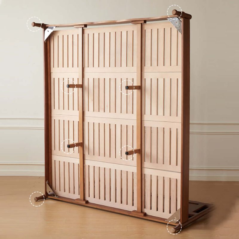 JASIWAY Solid Wood Double Bed Slatted Harp Vintage Style
