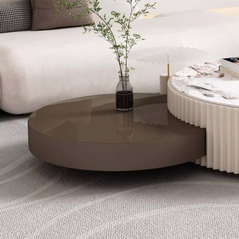JASIWAY White & Grey Nesting Coffee Table Set of 3 with Storage & Stone Top