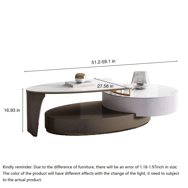 JASIWAY Modern Extendable Coffee Table with Storage Sintered Stone Top & Wood Frame