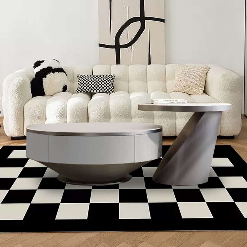 JASIWAY Modern Round Nesting Coffee Table Set of 2 with Drawer & Storage