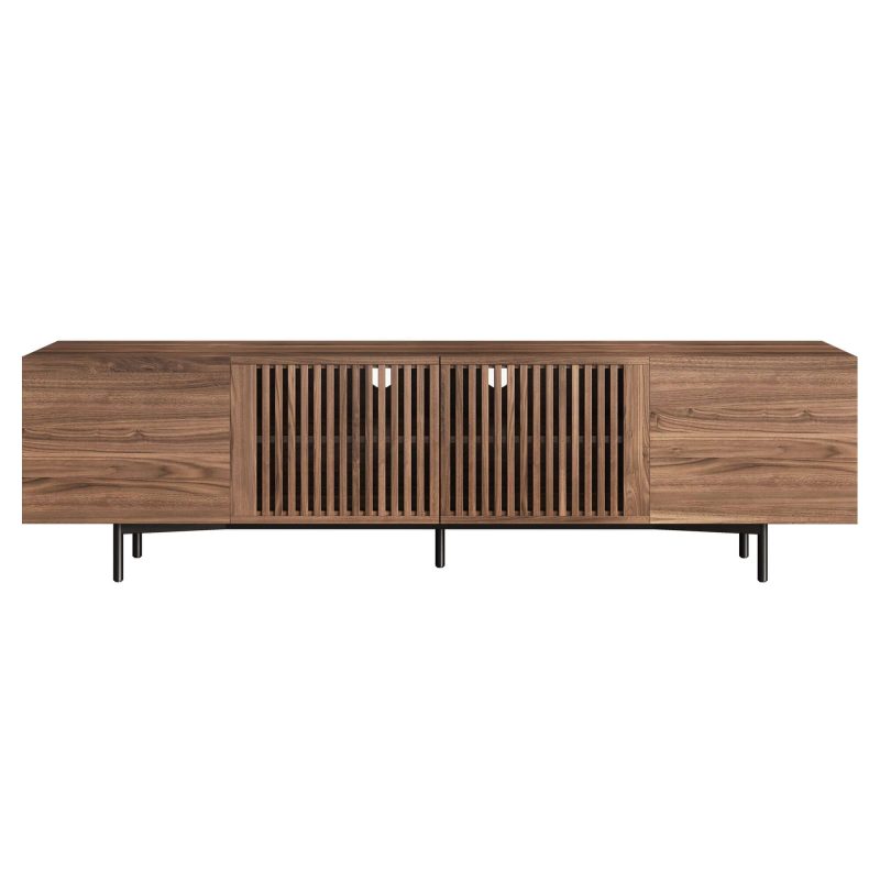 JASIWAY Minimalist TV Stand Slatted Media Console with 4 Doors Storage