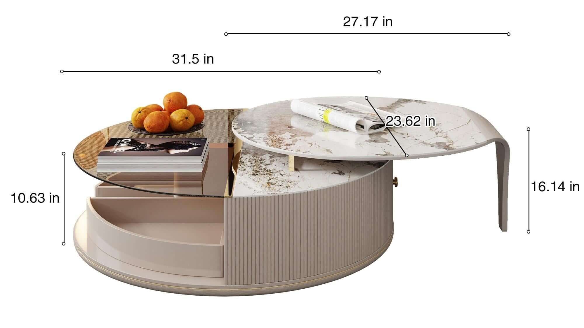 Dimension of Round Coffee Table Combination Beige