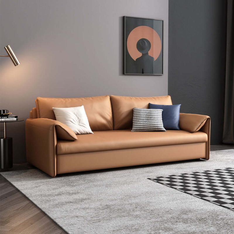 JASIWAY Convertible Sleeper Sofa Stylish Design Leather Sofa Bed with Metal Frame