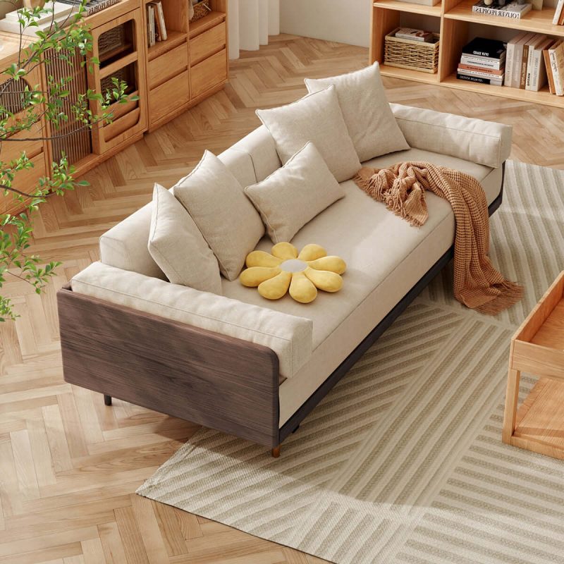 JASIWAY 3 Seater Sofa Bed with Wooden Frame – Pull-Out Design, Modern Convertible Couch