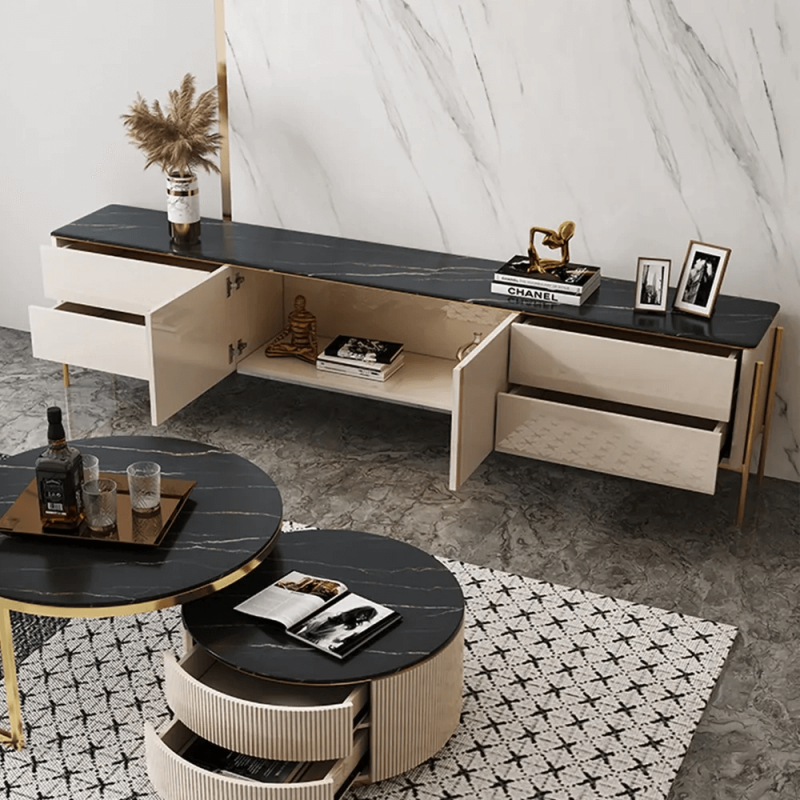 JASIWAY Light Luxury Modern Rectangle TV Stand