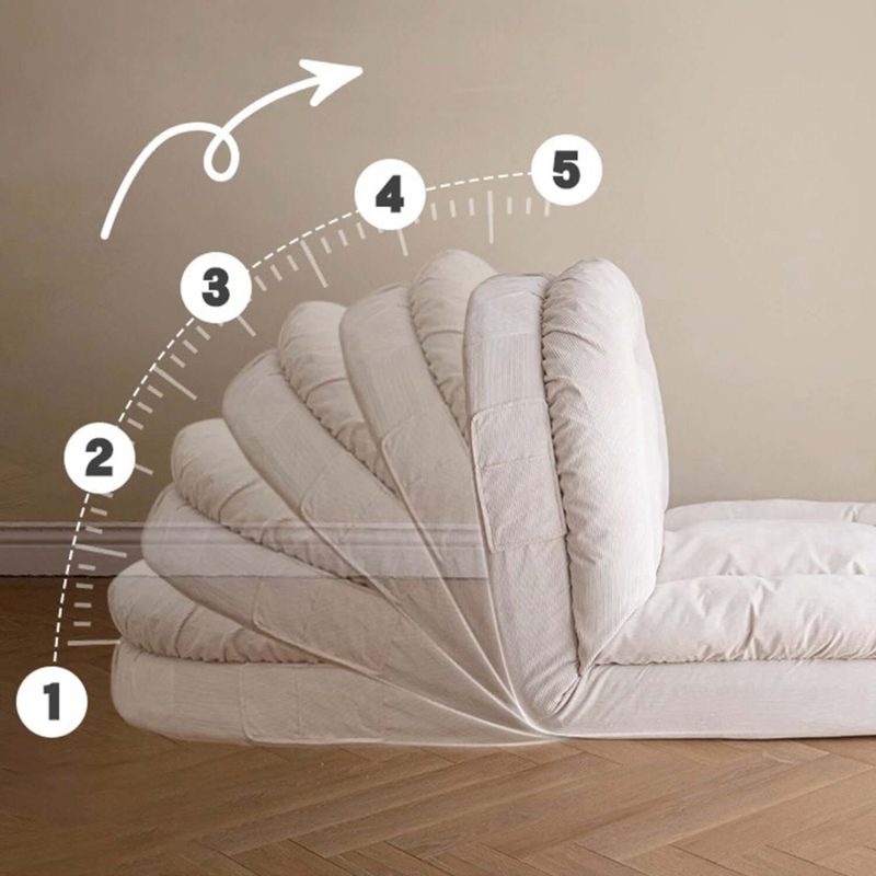 JASIWAY Modern Convertible Sleeper Sofa Bed Lazy Sofa Beige Teddy velvet