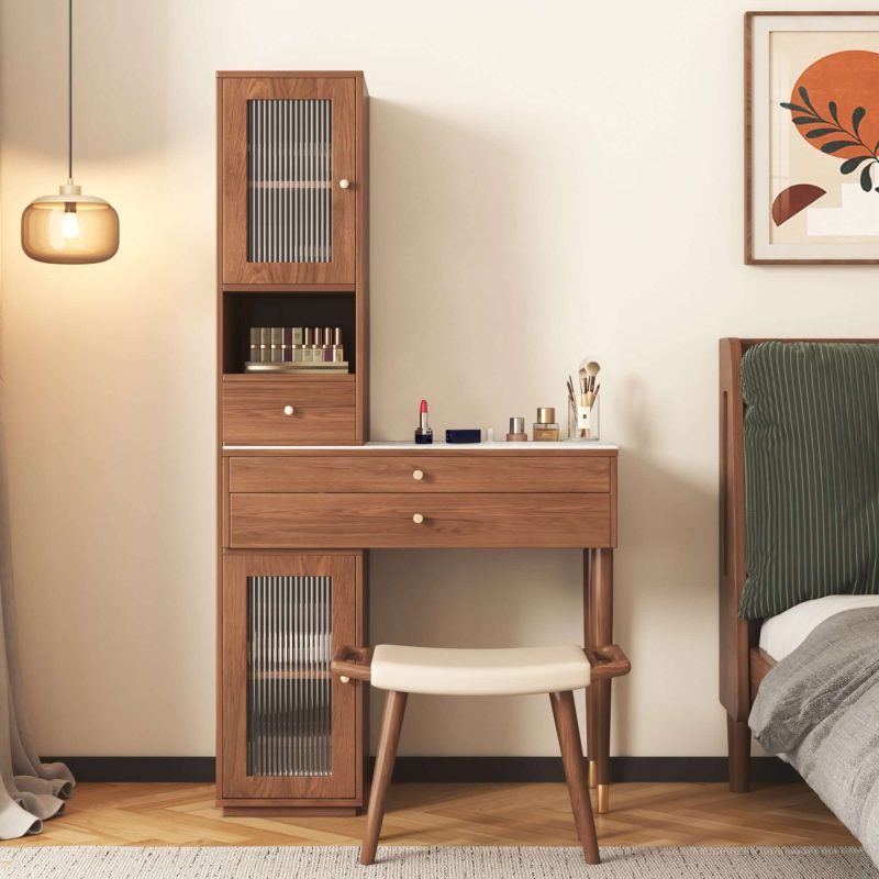 JASIWAY Makeup Vanity with Storage Cabinets & Open Storage & Drawers