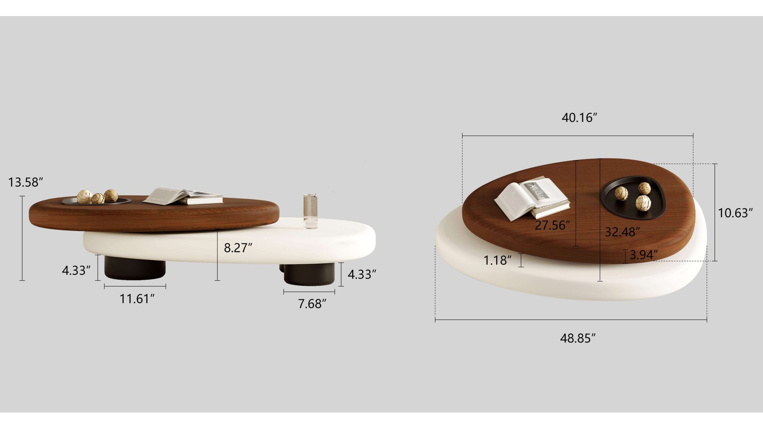 Dimension of Modern Simple Innovative Coffee Table with Rotatable Design