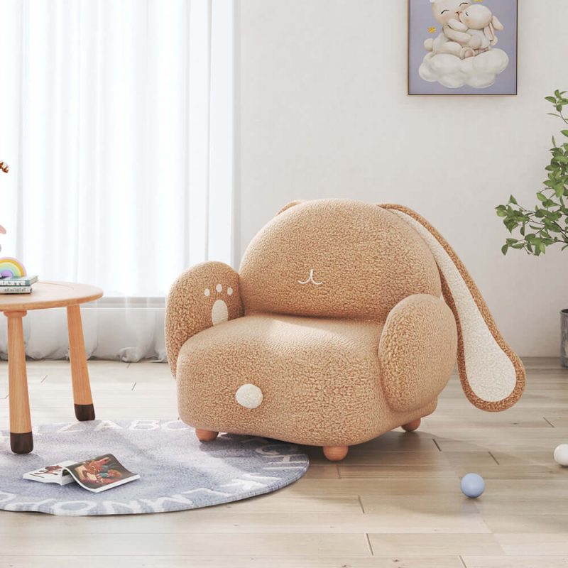 JASIWAY Little Bunny Kids Sofa Stool Teddy Fleece