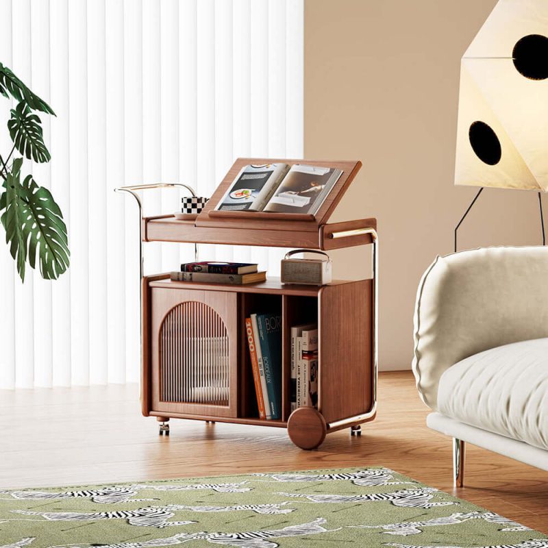 JASIWAY Solid Wood Bedside Cabinet Vintage Side Table