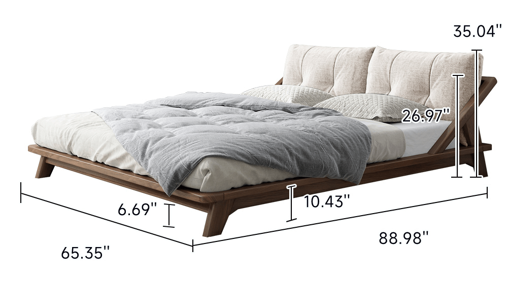 Dimension of Solid Wood Bed Tatami Double Bed