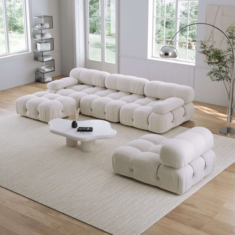 JASIWAY Velvet 4 Seaters Facing Sofa & Chaise
