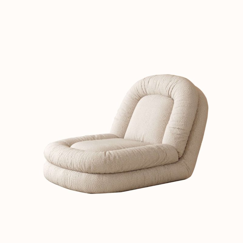 JASIWAY Modern Convertible Sleeper Sofa Bed Lazy Sofa Beige Teddy velvet