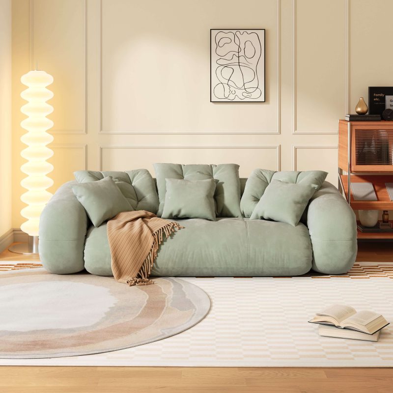 JASIWAY Bean Bag Style Pet-friendly Folding Floor Velvet Sleeper Sofa Bed