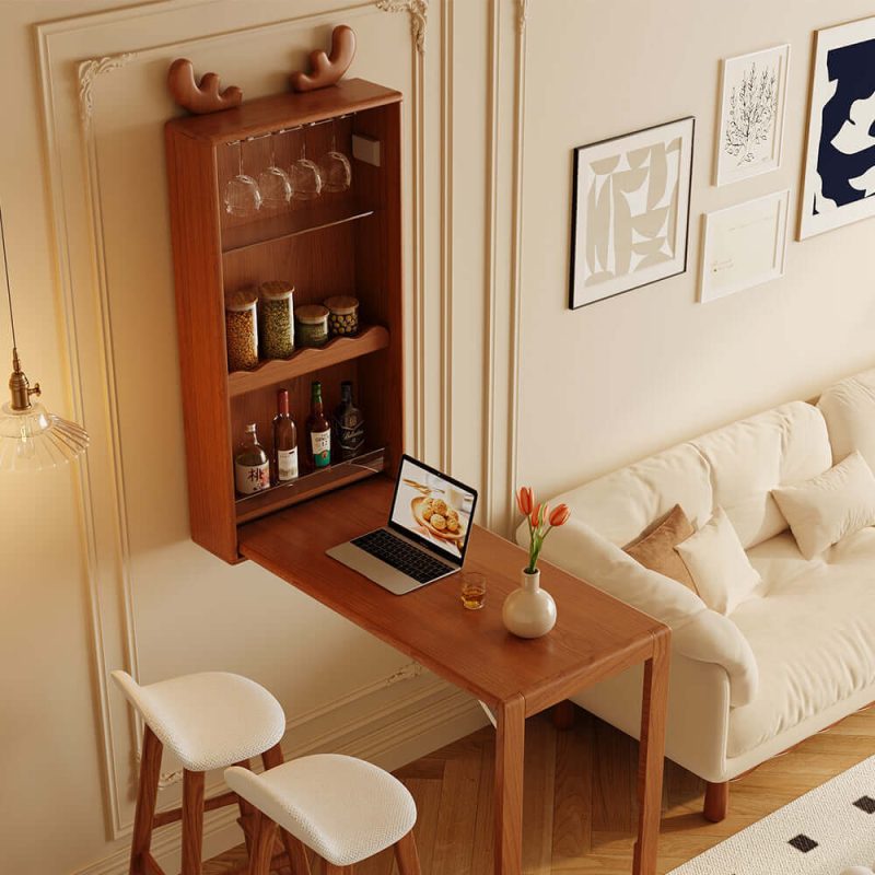 JASIWAY Foldable Solid Wood Bar Table Organizer
