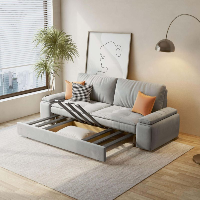 JASIWAY Modern Convertible Sleeper Sofa Bed with Storage Pull Out