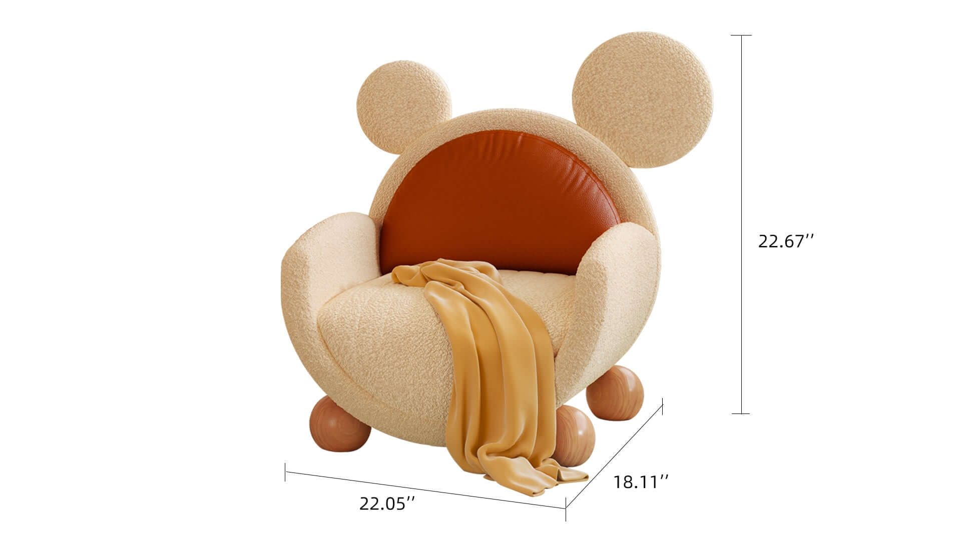 Dimension of Teddy Plush Children's Solid Wood Sofa