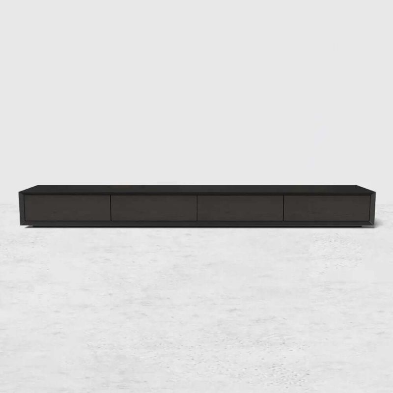 JASIWAY Modern Black Rectangular TV Stand Wood Media Console 4 Drawers for TVs Up to 88"