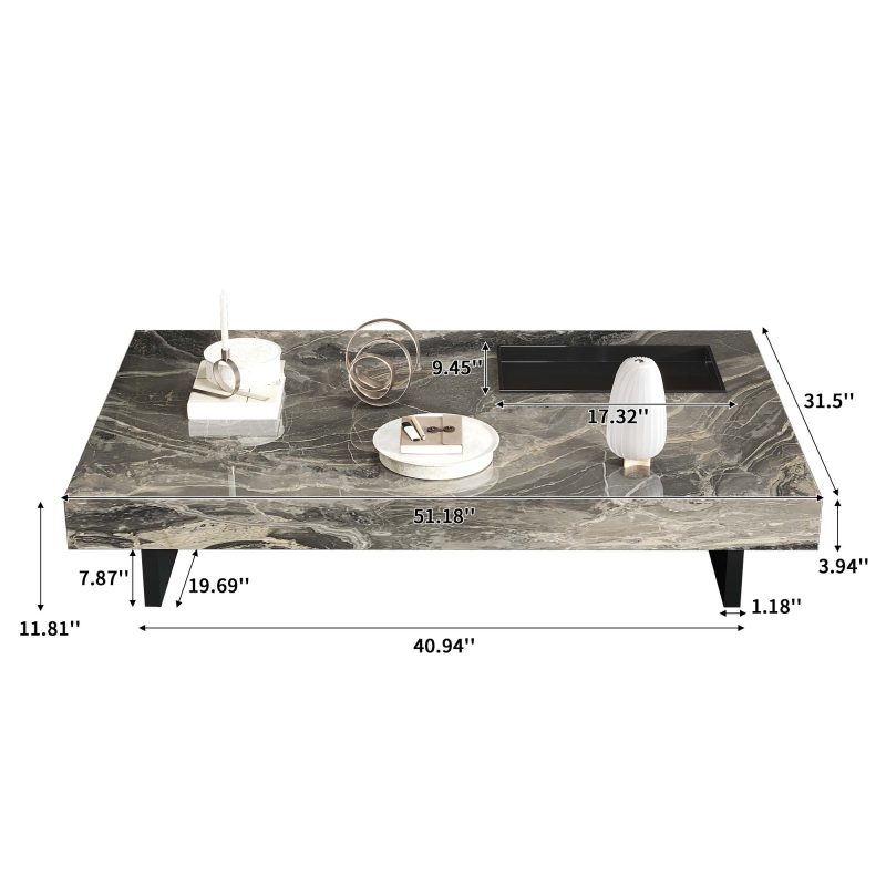 JASIWAY Light Luxury Sintered Stone Rectangle Coffee Table