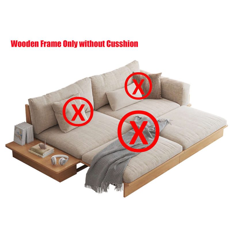 JASIWAY Modern Wooden Pull-Out Sofa Bed Frame Only without Cushion