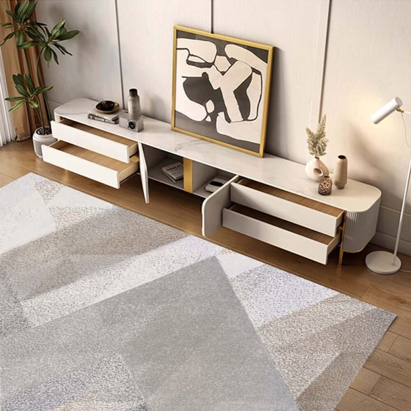 JASIWAY Luxury Rectangle TV Stand with Marbling Slate Top