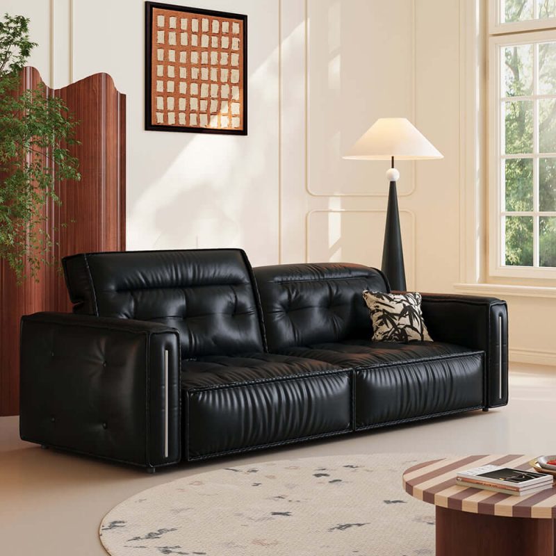 JASIWAY Smart Electric Leather Sofa Bed Couch - Vintage-Style Recliner Design