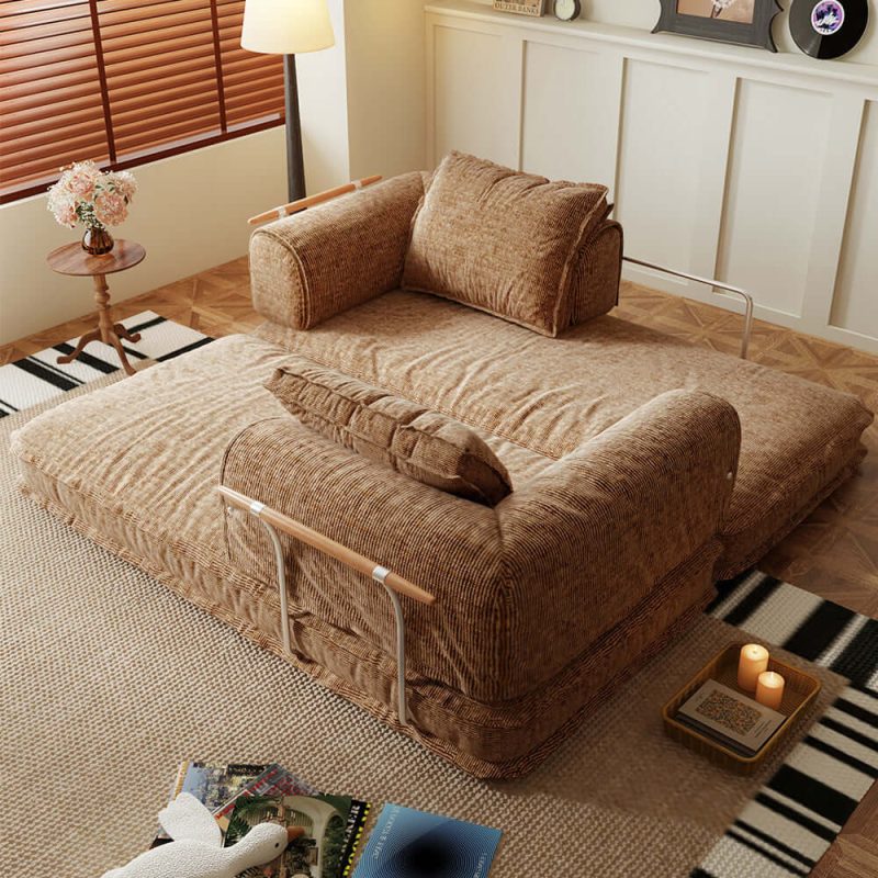 JASIWAY Freely Configurable Modular Futons Foldable Floor Couch Bed Sleeper Sofas with Corduroy Fabric