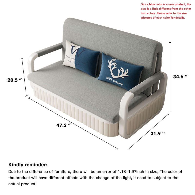 JASIWAY Two-Seaters Sofa Bed Cotton Linen Upholstered Storage with Square Arm