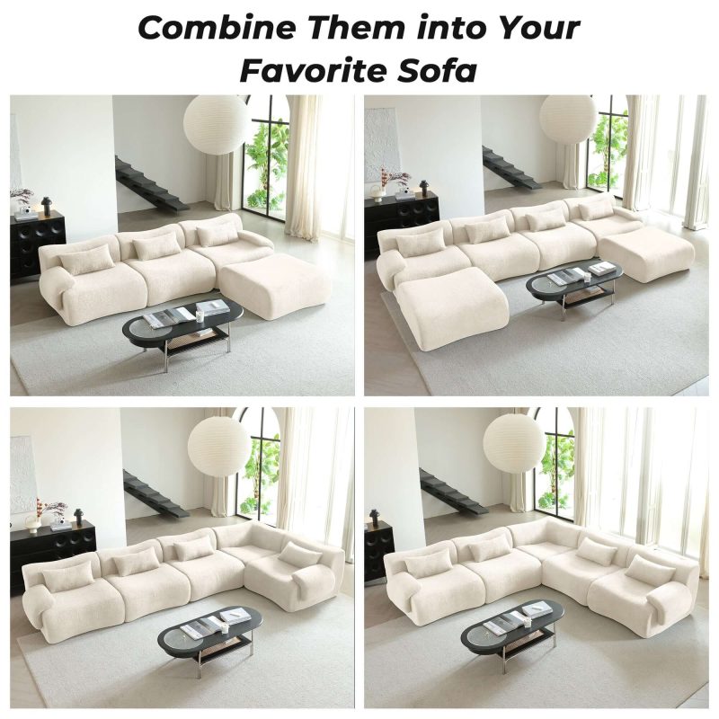 JASIWAY Modern Teddy Velvet Upholstered Sectional Sofa Modular Sofa