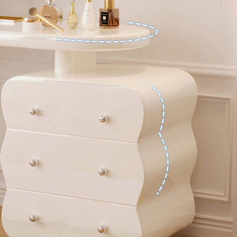 JASIWAY White Makeup Vanity with Adjustable 3-Drawer Side Cabinet Position
