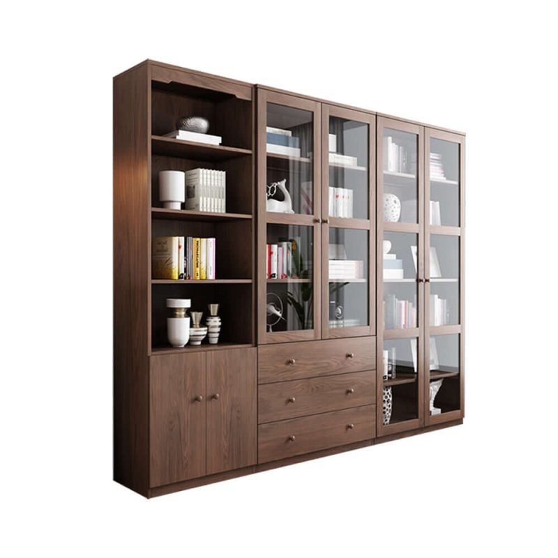 JASIWAY Modern Floor-to-Ceiling Bookshelf with Doors - Modular Storage Cabinet