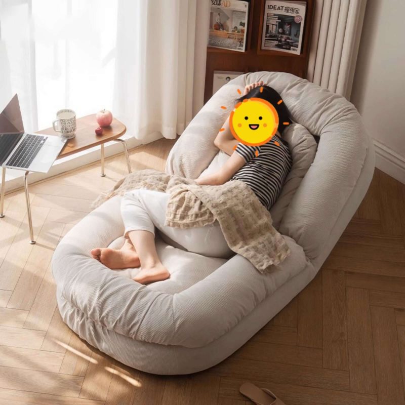JASIWAY Modern Convertible Sleeper Sofa Bed Lazy Sofa Beige Teddy velvet