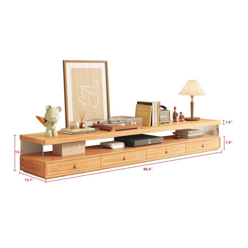 JASIWAY Wood Media Center TV Stand with Shelves and 4-Drawer