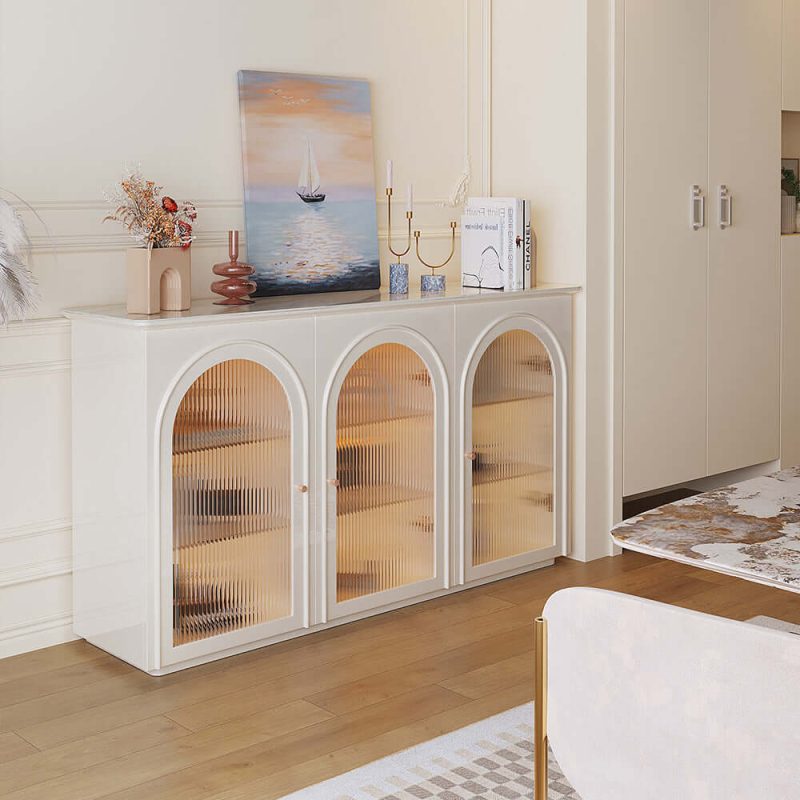 JASIWAY 62.99“ Beige Side Cabinet Large Storage Space
