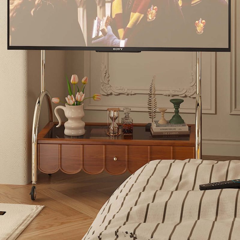 JASIWAY Modern Movable TV Stand Wood Small Media Console for Living Room