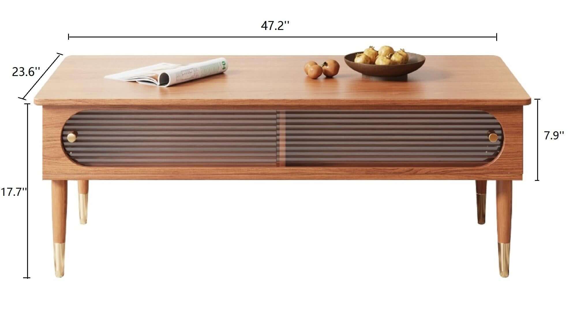 Dimension of Rectangular Wooden Storage Coffee Table for Living Room