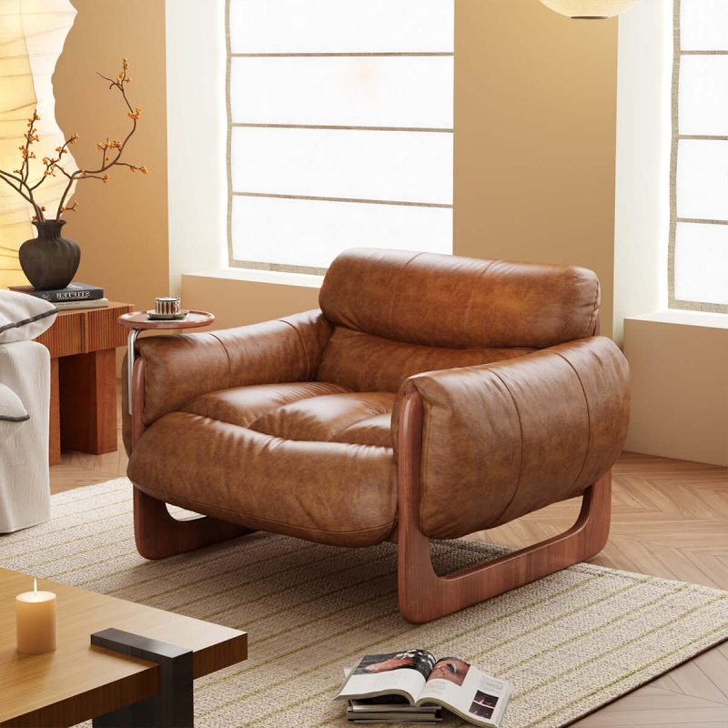 JASIWAY Single Leather Leisure Sofa with Black & Brown Options