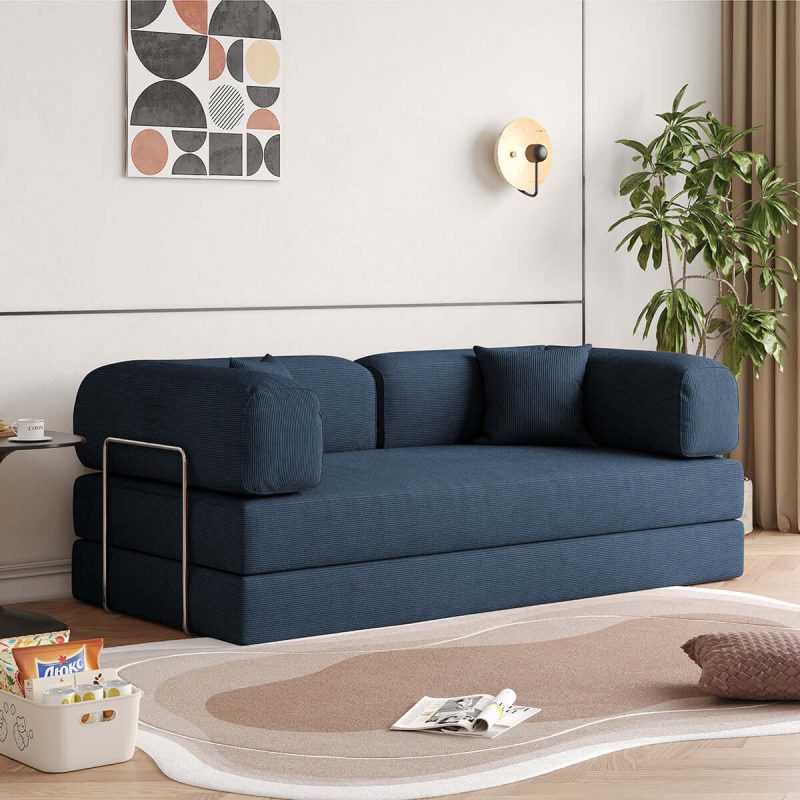 JASIWAY 78.7'' Compress Upholstered Convertible Sofa Bed with Corduroy Fabric